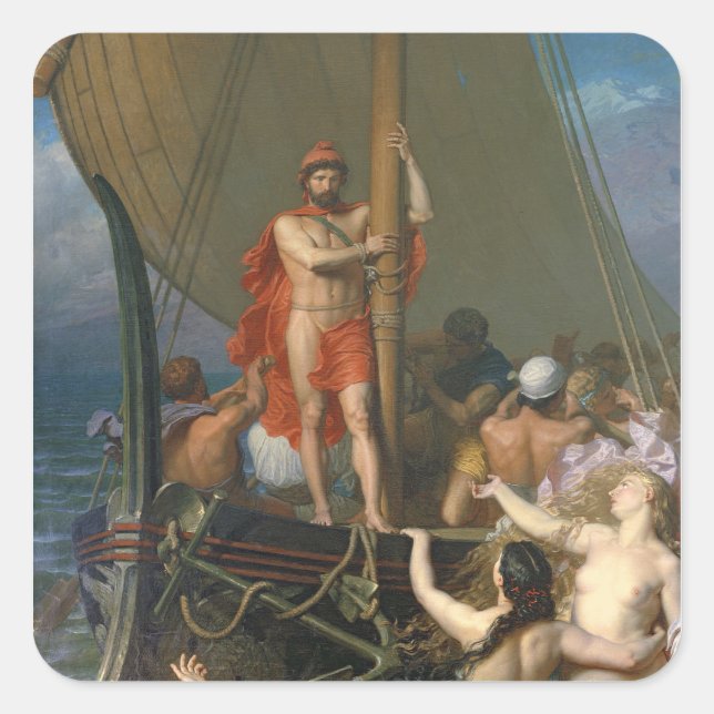 Ulysses and the Sirens Square Sticker (Front)