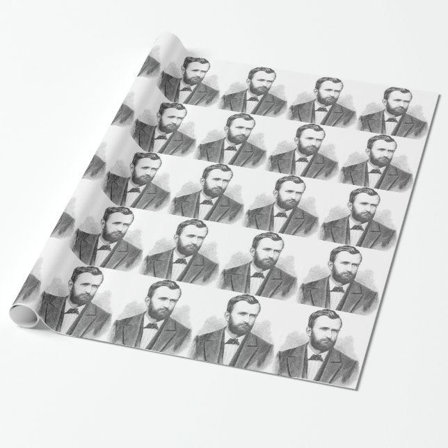 Ulysses S. Grant Illustrative Portrait Wrapping Paper (Unrolled)