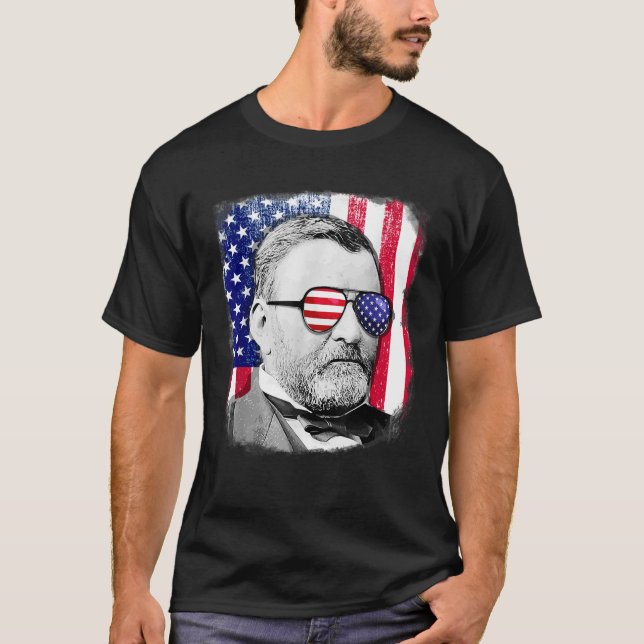 Ulysses S Grant US flag  4th of July T-Shirt (Front)