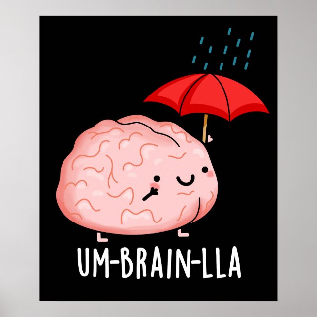 Um-brain-lla Funny Brain Puns Dark BG Poster (Front)