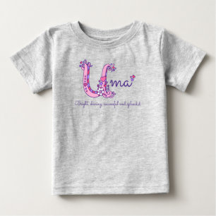Uma initial doodle art name meaning pink purple baby T-Shirt
