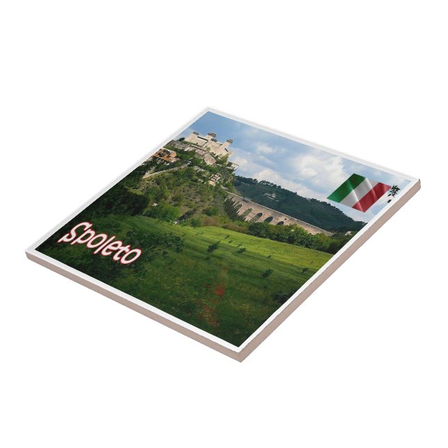 UMB010 SPOLETO, Panorama, Umbria, Italy, Tile (Side)
