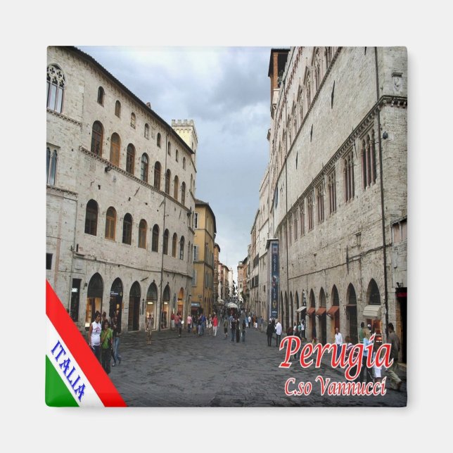 UMB016 PERUGIA, Corso Vannucci, Umbria, Fridge Magnet (Front)