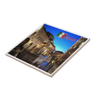 UMB034 ASSISI, Town Hall Square, Umbria, Tile