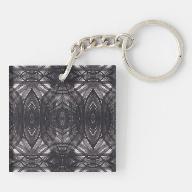 Umbral Black Abstract Watercolor Art Key Ring (Back)
