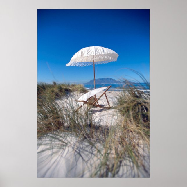 Umbrella And Chair On Beach Poster (Front)