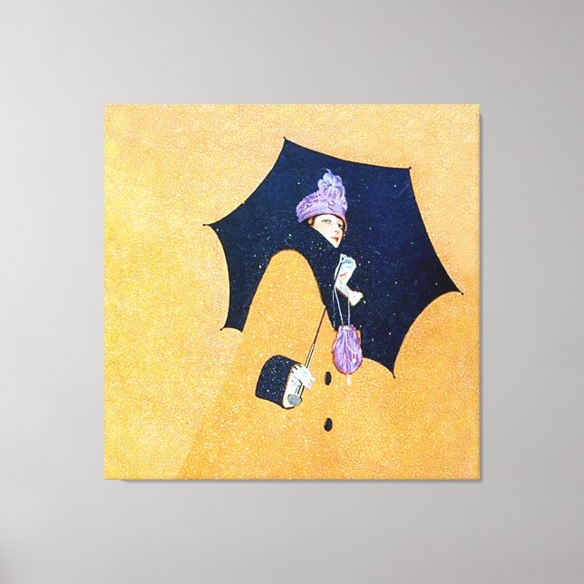 Umbrella and Snow by C Coles Phillips Canvas Print (Front)