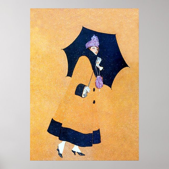Umbrella and Snow by C Coles Phillips Poster (Front)