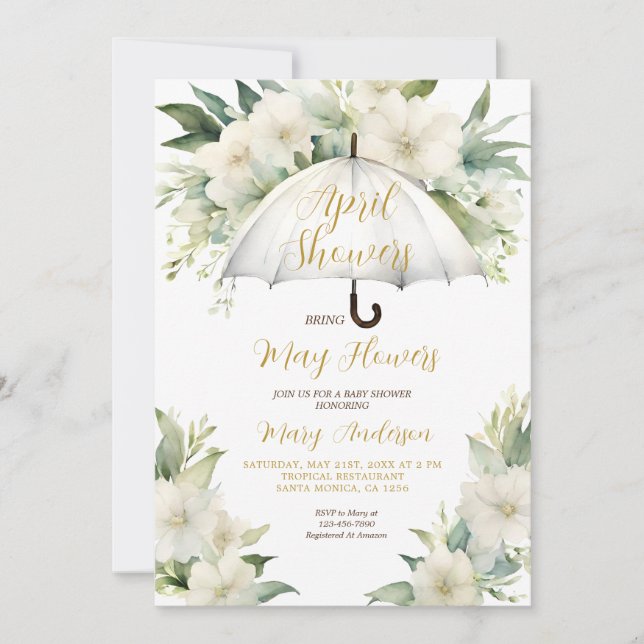 Umbrella April Showers Bring May Flowers Invitation (Front)