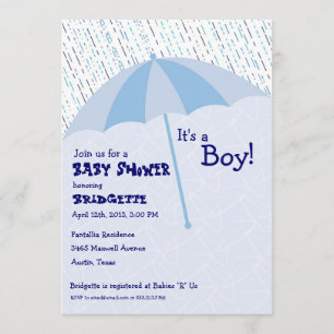 Umbrella Baby Shower Blue Invitation