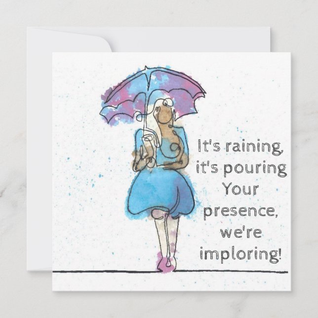 Umbrella baby shower invitation for boy or girl (Front)