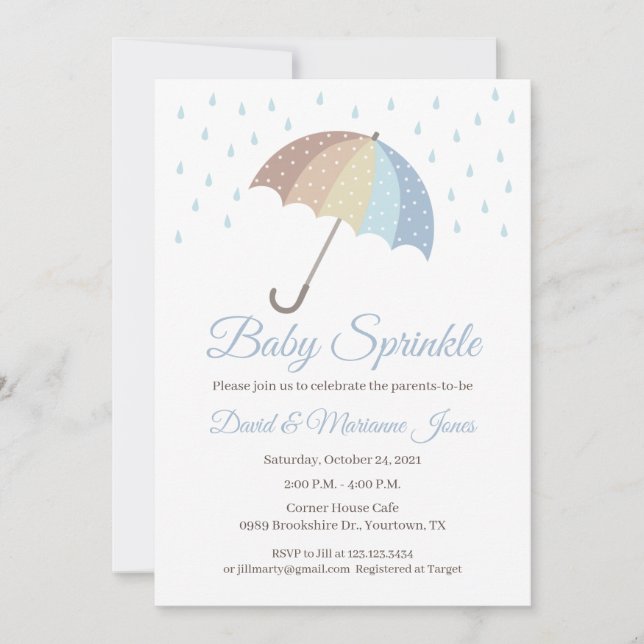 Umbrella Baby Shower Invitation It's a boy (Front)
