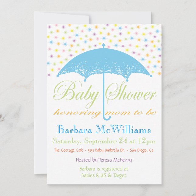 Umbrella Baby Shower Invitations (Front)