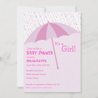 Umbrella Baby Shower Pink Invitation
