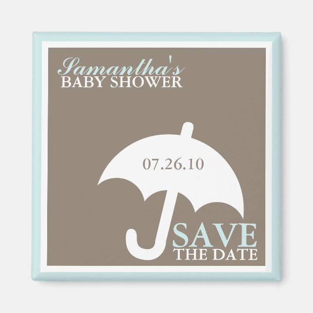 Umbrella Baby Shower Save the Date Magnets (Front)