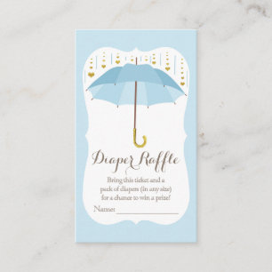 Umbrella Baby Sprinkle Blue Diaper Raffle Ticket Enclosure Card