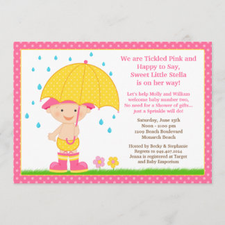Umbrella Baby Sprinkle Shower Pink Invitation