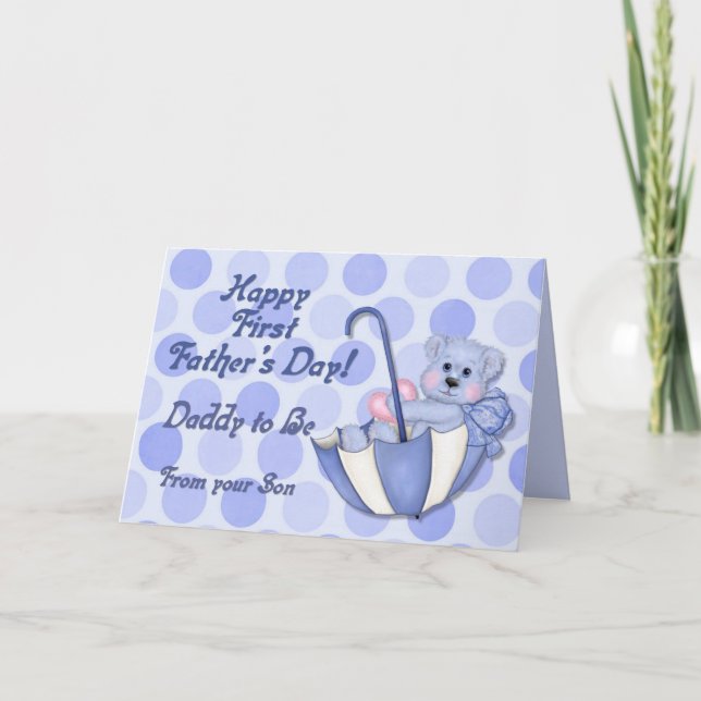 Umbrella Bear Blue - Father to Be Fathers Day Card (Front)