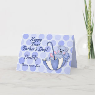 Umbrella Bear Blue - First Fathers Day Card