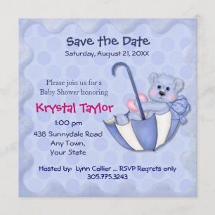 Umbrella Bear Blue - Invitation