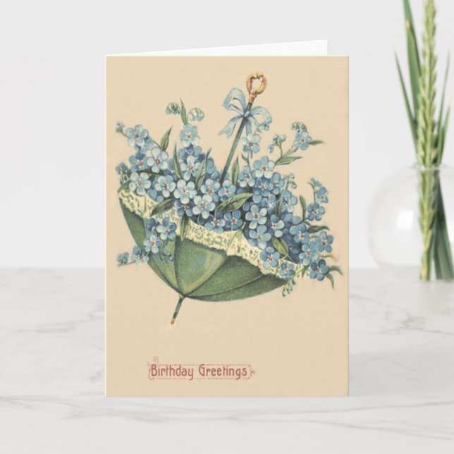 Umbrella Blue Forget-Me-Not Card (Front)