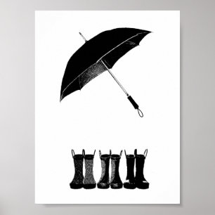 Umbrella & Boots Poster