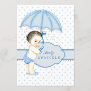 Umbrella Boy Sprinkle Baby Shower Invitation