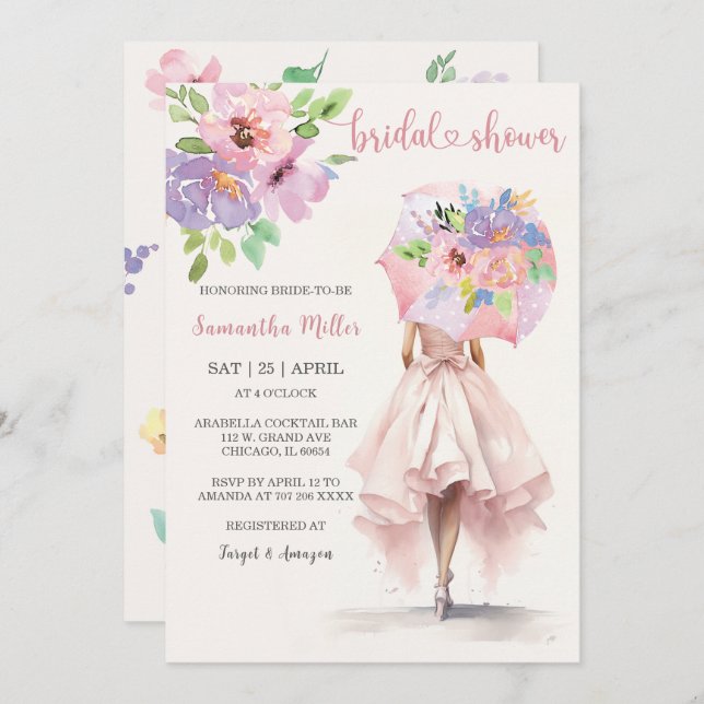 Umbrella Bridal Shower Ideas Invitation (Front/Back)