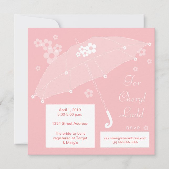 Umbrella Bridal Shower Invitation (pink) (Front)