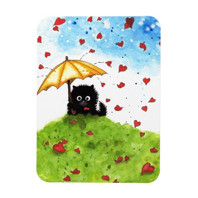 Umbrella Cat Hearts By Bihrle Magnet (Vertical)