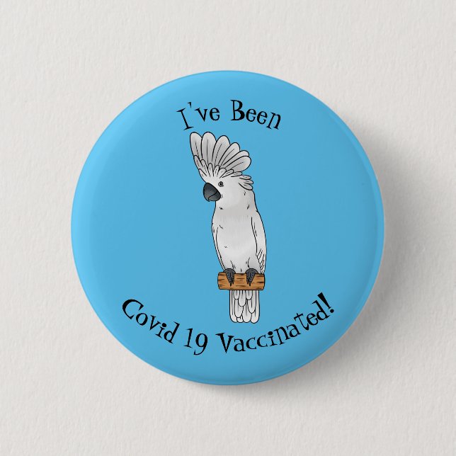 Umbrella cockatoo bird cartoon illustration  6 cm round badge (Front)
