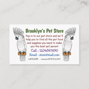 Umbrella cockatoo bird cartoon illustration  business card