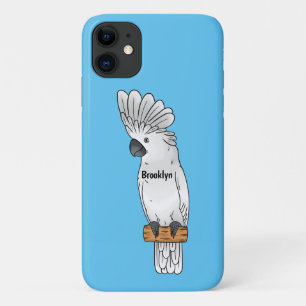 Umbrella cockatoo bird cartoon illustration  iPhone 11 case