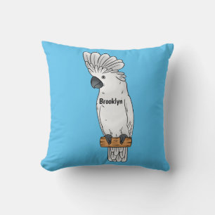 Umbrella cockatoo bird cartoon illustration cushion