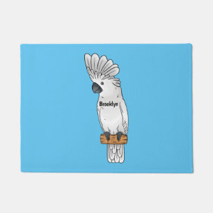 Umbrella cockatoo bird cartoon illustration  doormat
