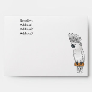 Umbrella cockatoo bird cartoon illustration  envelope