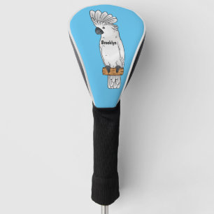 Umbrella cockatoo bird cartoon illustration  golf head cover