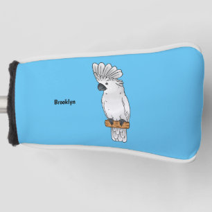 Umbrella cockatoo bird cartoon illustration  golf head cover