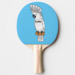 Umbrella cockatoo bird cartoon illustration ping pong paddle