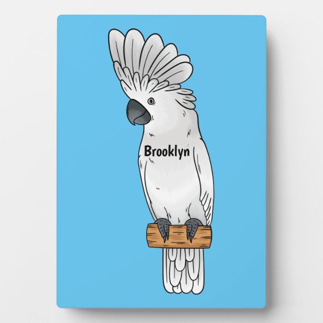 Umbrella cockatoo bird cartoon illustration plaque (Front)