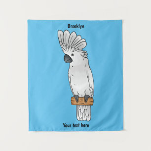 Umbrella cockatoo bird cartoon illustration tapestry