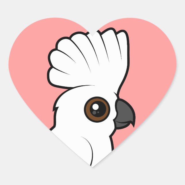 Umbrella Cockatoo (raised) Heart Sticker (Front)