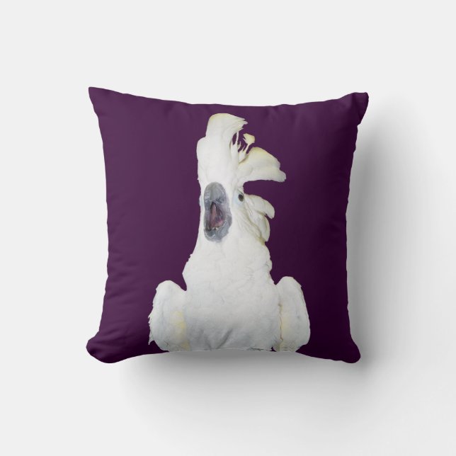 Umbrella Cockatoo Throw Pillow (Front)