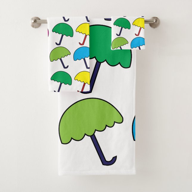 Umbrella Colourful Umbrella  Bath Towel Set (Insitu)