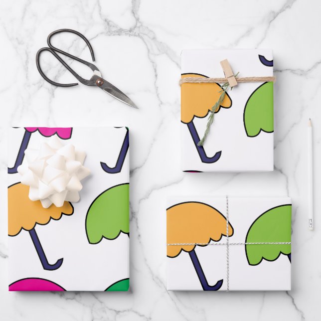 Umbrella Colourful Umbrella Wrapping Paper Sheet (Front)