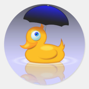 Umbrella duck classic round sticker