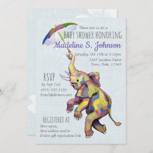 Umbrella Elephant Invitation