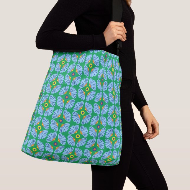 Umbrella Flowers Crossbody Bag (2 Sizes) (Close Up)