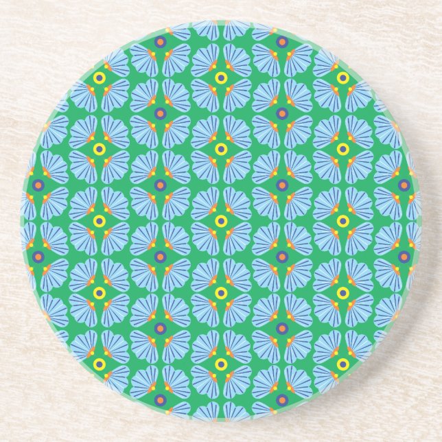 Umbrella Flowers Sandstone Coaster (Front)