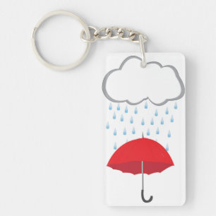 Umbrella in Rain Key Ring